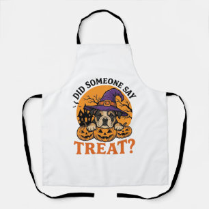 Halloween Bulldog Hexe Hund Leckerli Vintage-Shirt Schürze
