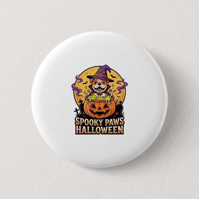 Halloween Bulldog Kürbis Nacht Button (Vorderseite)