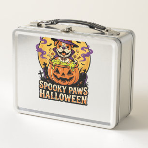 Halloween Bulldog Kürbis Nacht Metall Brotdose