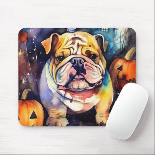 Halloween Bulldog mit Pumpkins Beängstigend Mousepad