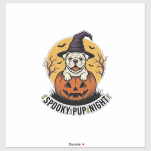 Halloween-Bulldog-Shirt mit Vintage-Kürbis-Hund A Aufkleber