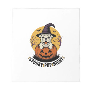 Halloween-Bulldog-Shirt mit Vintage-Kürbis-Hund A Notizblock