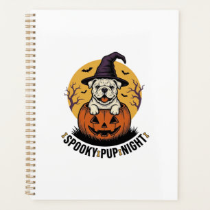 Halloween-Bulldog-Shirt mit Vintage-Kürbis-Hund A Planer