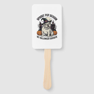 Halloween Bulldog-Shirt Süße Hexe Hund Vintage Gra Fächer