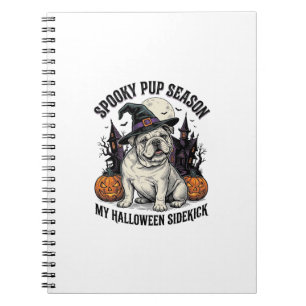 Halloween Bulldog-Shirt Süße Hexe Hund Vintage Gra Notizblock