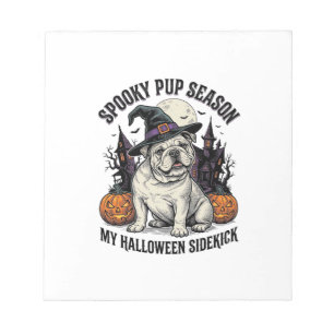 Halloween Bulldog-Shirt Süße Hexe Hund Vintage Gra Notizblock