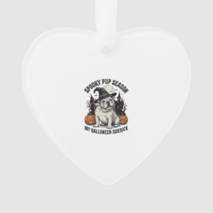 Halloween Bulldog-Shirt Süße Hexe Hund Vintage Gra Ornament