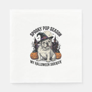 Halloween Bulldog-Shirt Süße Hexe Hund Vintage Gra Serviette