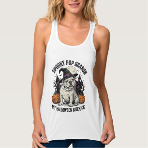 Halloween Bulldog-Shirt Süße Hexe Hund Vintage Gra Tank Top