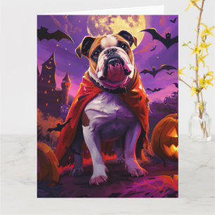 Halloween Bulldog Vampire Pumpkins Beängstigend Karte
