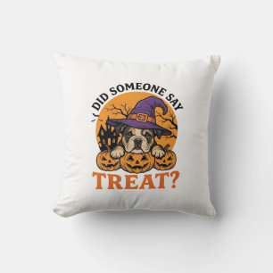 Halloween Bulldogge Hexe Hund Leckerli Vintage-Shi Kissen
