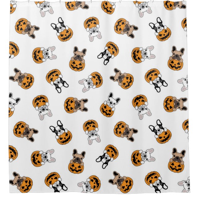 Halloween Bulldogs Pattern Duschvorhang (Vorderseite)