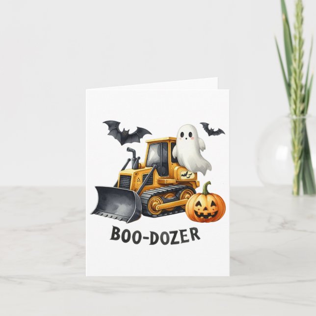 Halloween Bulldozer Bau Trucks Ghost Hall Karte (Vorderseite)