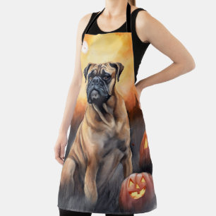 Halloween Bullmastiff mit Kürbissen Gruselig Schürze