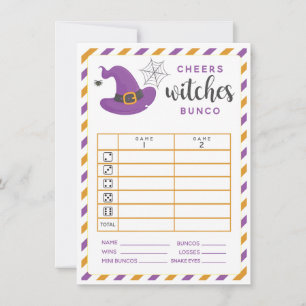 Halloween Bunco card Cheers Hexen 2 Runden Einladung