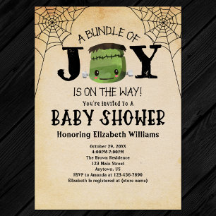 Halloween Bundle of Joy Frankenstein Baby Shower Einladung