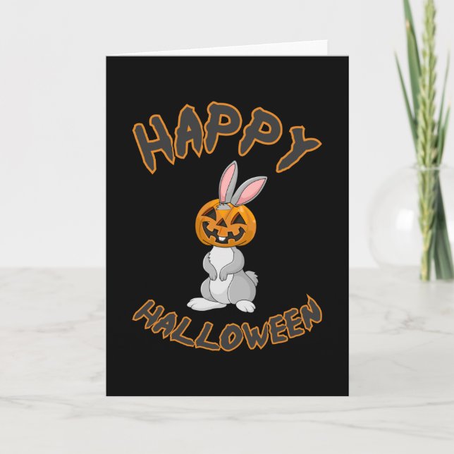 Halloween Bunny Rabbit Pumpkin Horror Geschenk Ide Karte (Vorderseite)
