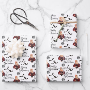 Halloween Bunny Wrapping Paper Flat Sheet Set 3 Geschenkpapier Set