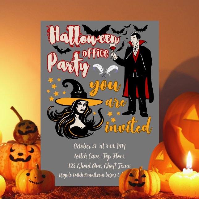 Halloween-Bürofeier Dracula Hexe Einladung (Von Creator hochgeladen)