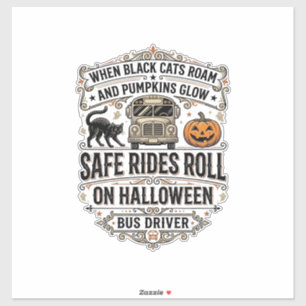 Halloween Busfahrer Gruseliges Vintage Gravur Shir Aufkleber