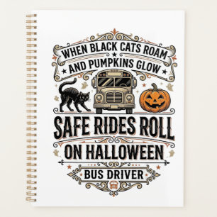 Halloween Busfahrer Gruseliges Vintage Gravur-Shir Planer