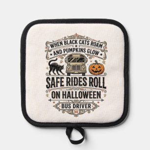 Halloween Busfahrer Gruseliges Vintage Gravur Shir Topflappen