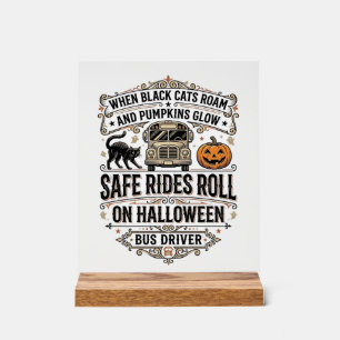 Halloween-Busfahrer Gruseliges Vintage-Stich-Shirt Acrylschild