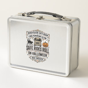 Halloween-Busfahrer Gruseliges Vintage-Stich-Shirt Metall Brotdose