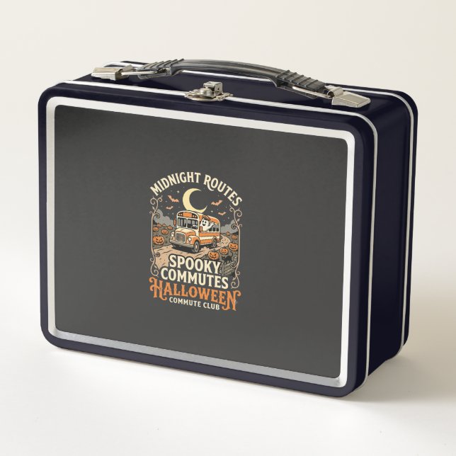 Halloween-Busfahrer-Mitternachtsroute Metall Brotdose (Vorderseite)