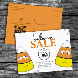 Halloween Business Logo Werbung QR Code Bonbons Postkarte