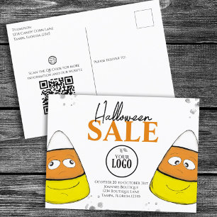 Halloween Business Logo Werbung QR Code Bonbons Postkarte