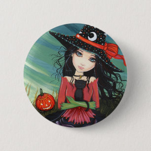 Halloween Button Button Hexenkatze