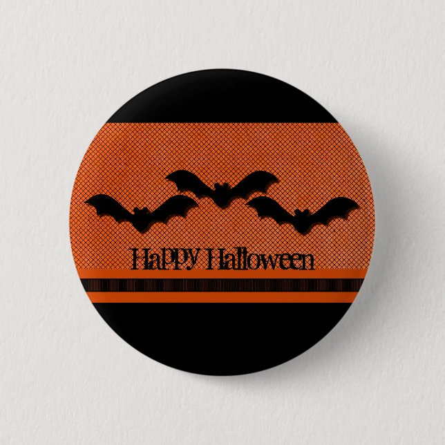 Halloween-Button für Schwarze Fledermäuse, Orange Button (Vorderseite)