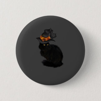 Halloween Button with Black Cat Design