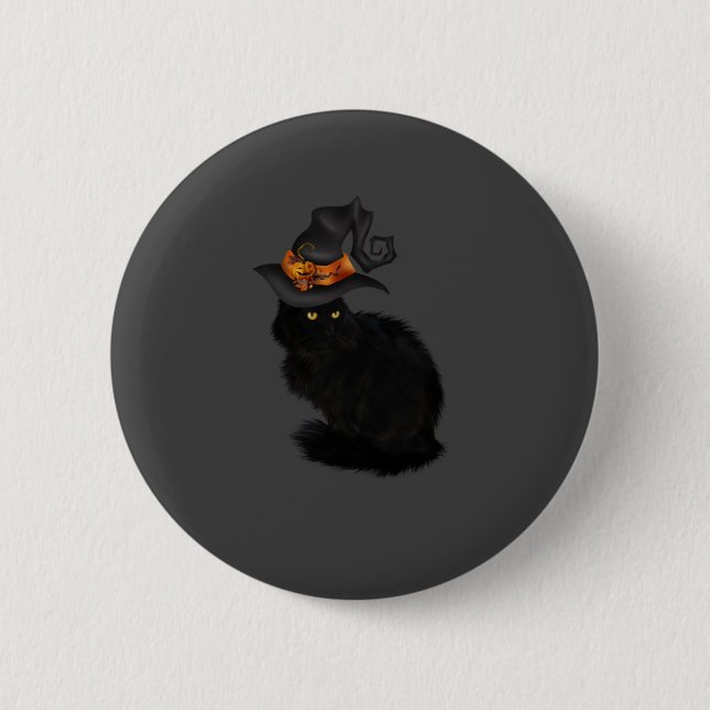 Halloween Button with Black Cat Design (Vorderseite)