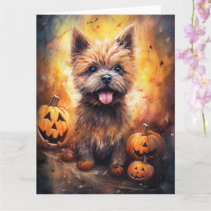 Halloween Cairn Terrier mit Kürbissen Gruselig Karte