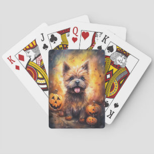 Halloween Cairn Terrier mit Kürbissen Gruselig Spielkarten