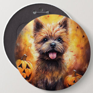 Halloween Cairn Terrier mit Pumpkins Beängstigend Button