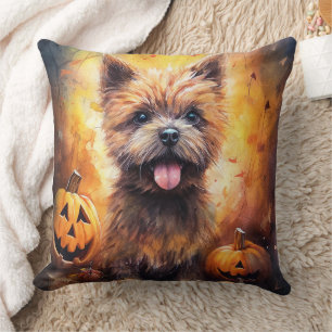 Halloween Cairn Terrier mit Pumpkins Beängstigend Kissen