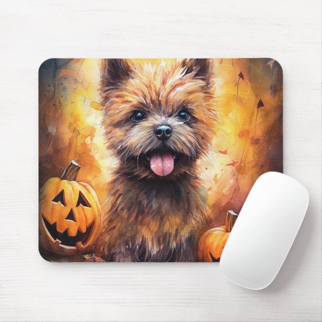 Halloween Cairn Terrier mit Pumpkins Beängstigend Mousepad (Mit Mouse)