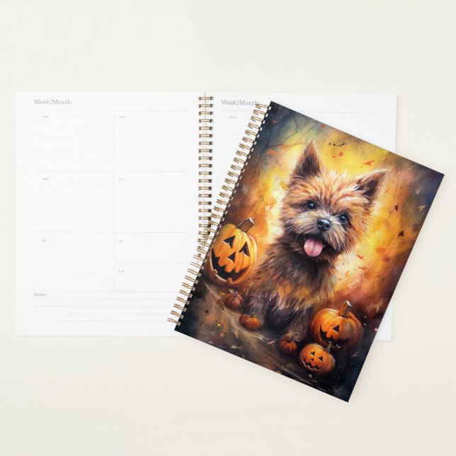 Halloween Cairn Terrier mit Pumpkins Beängstigend Planer (Anzeige)