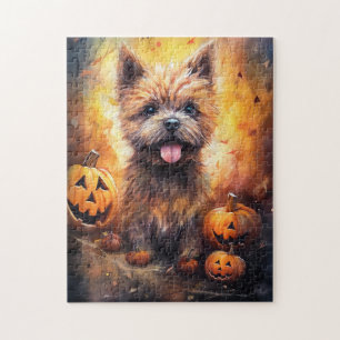 Halloween Cairn Terrier mit Pumpkins Beängstigend Puzzle