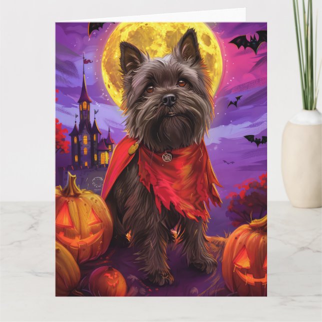 Halloween Cairn Terrier Vampire Pumpkins Beängstig Karte (Vorderseite)