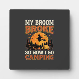 Halloween-Camping-Besen Vintage-Horror-Design Fotoplatte