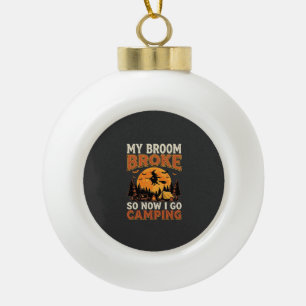 Halloween Camping Besen Vintage Horror Design Keramik Kugel-Ornament