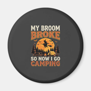 Halloween Camping Besen Vintage Horror Design Magnet