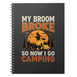 Halloween-Camping-Besen Vintage-Horror-Design Notizblock