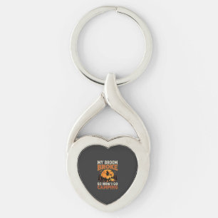 Halloween-Camping-Besen Vintage-Horror-Design Schlüsselanhänger