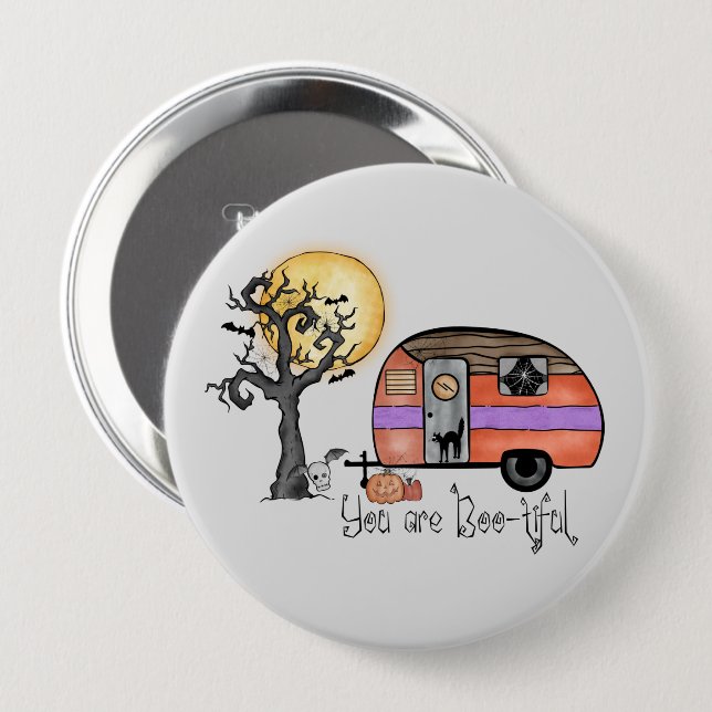 Halloween-Camping | Du bist schwach Button (Vorne & Hinten)