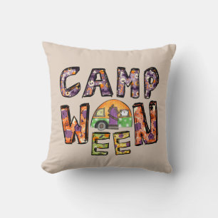 Halloween-Camping   Wortpuffer Kissen